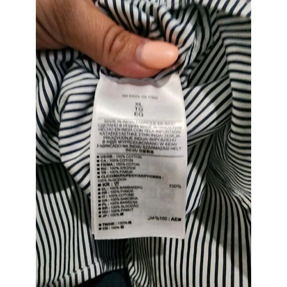 BANANA REPUBLIC Soft Wash Tailored Slim Fit Blue/White BUTTON-UP Shirt XL